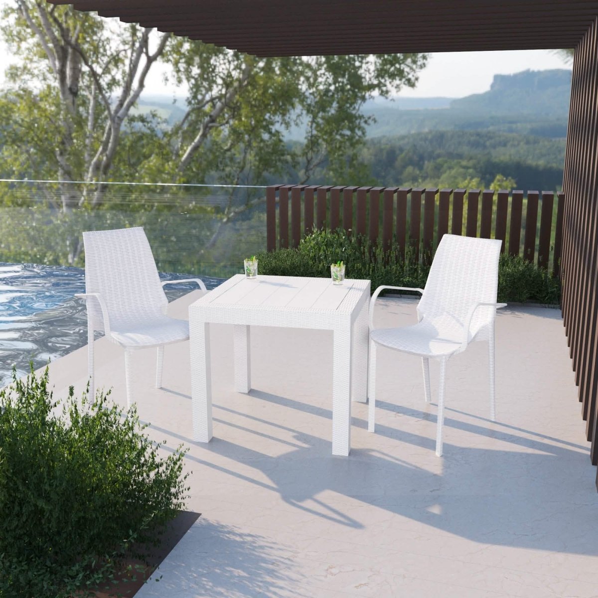 Kent Modern Indoor Outdoor Patio Stackable Dining Arm Chair
