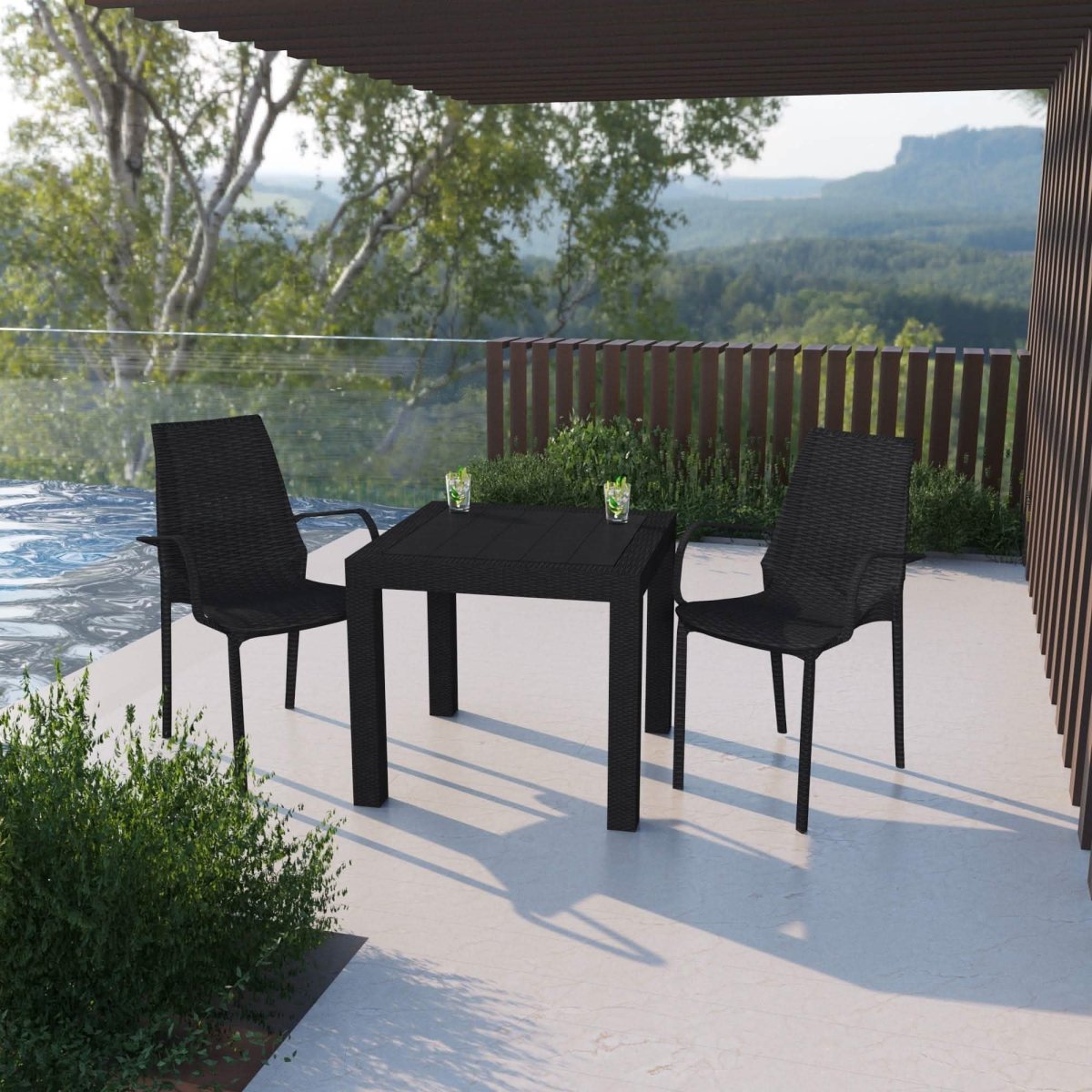 Kent Modern Indoor Outdoor Patio Stackable Dining Arm Chair