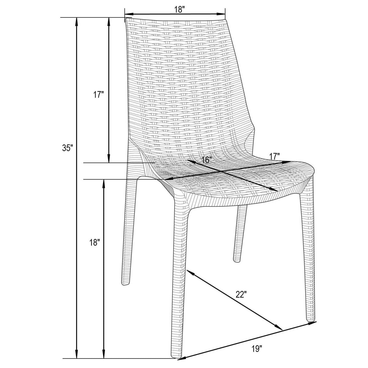 Kent Patio Outdoor Dining Chair Weave Design in Polypropylene