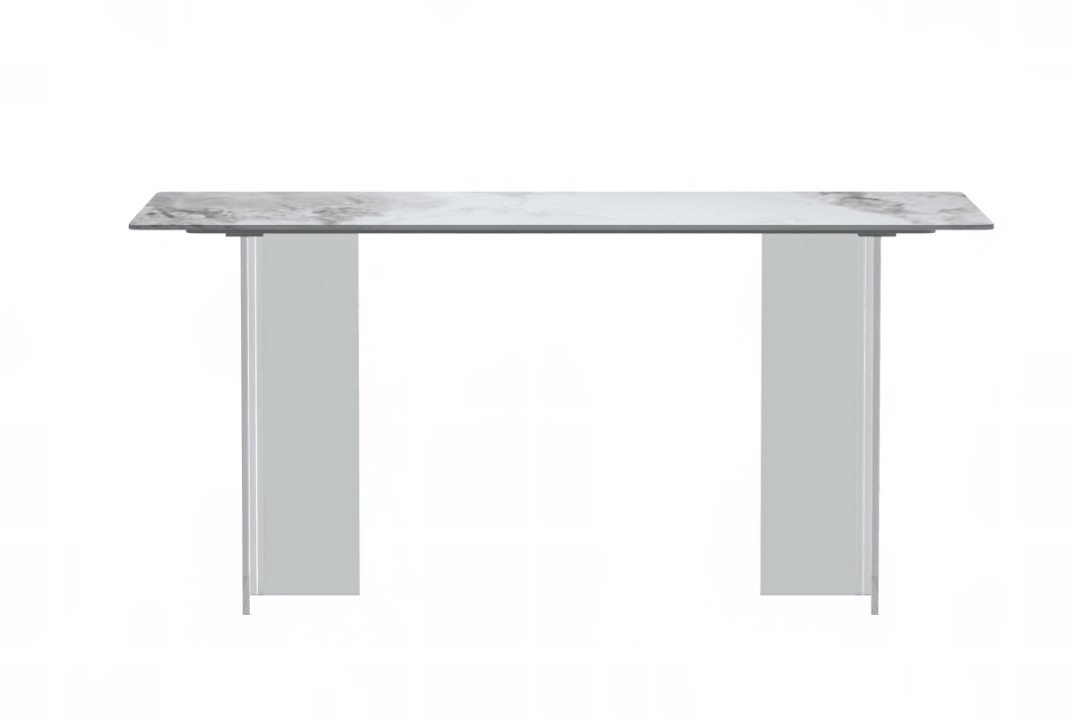 Kova Rectangular Dining Table with Sintered Stone/Glass Top and Acrylic Base Legs