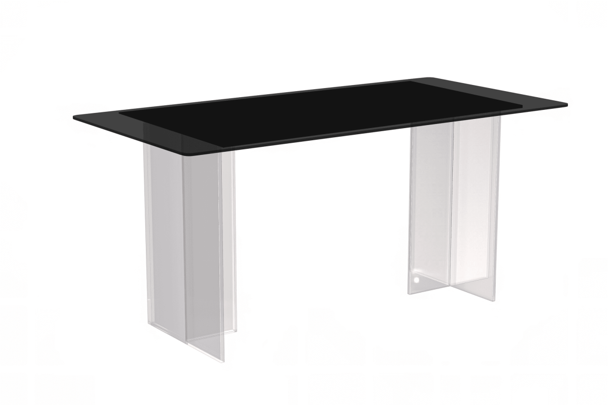 Kova Rectangular Dining Table with Sintered Stone/Glass Top and Acrylic Base Legs