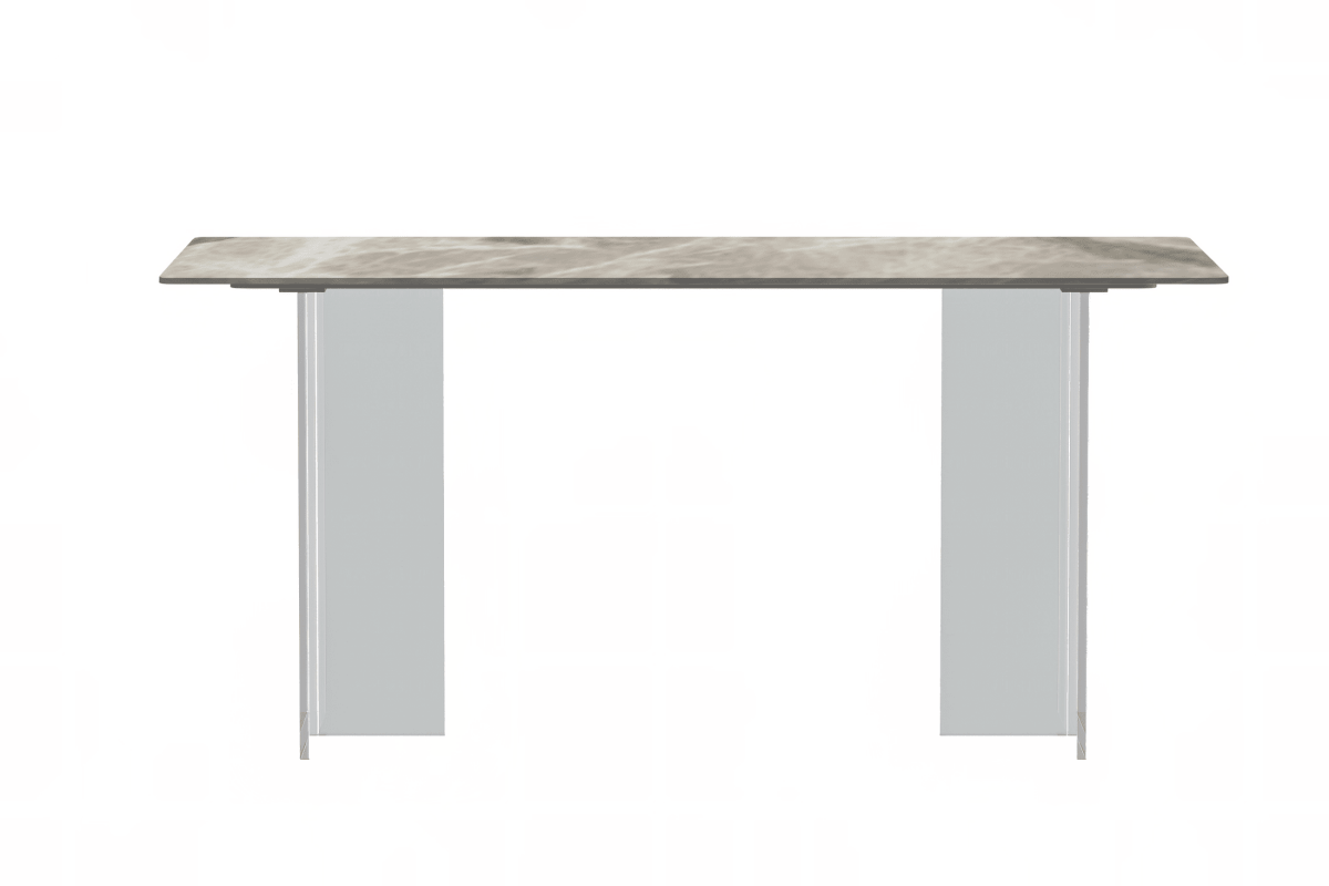 Kova Rectangular Dining Table with Sintered Stone/Glass Top and Acrylic Base Legs