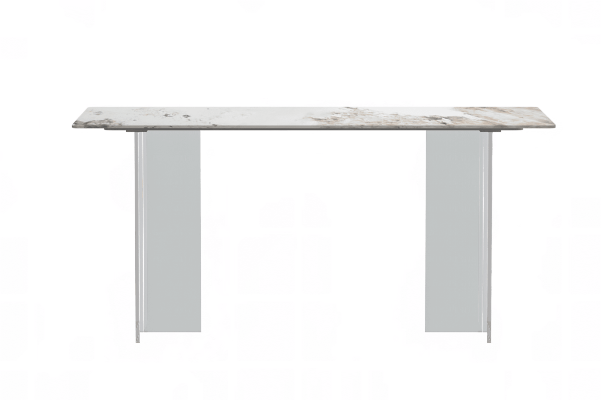 Kova Rectangular Dining Table with Sintered Stone/Glass Top and Acrylic Base Legs