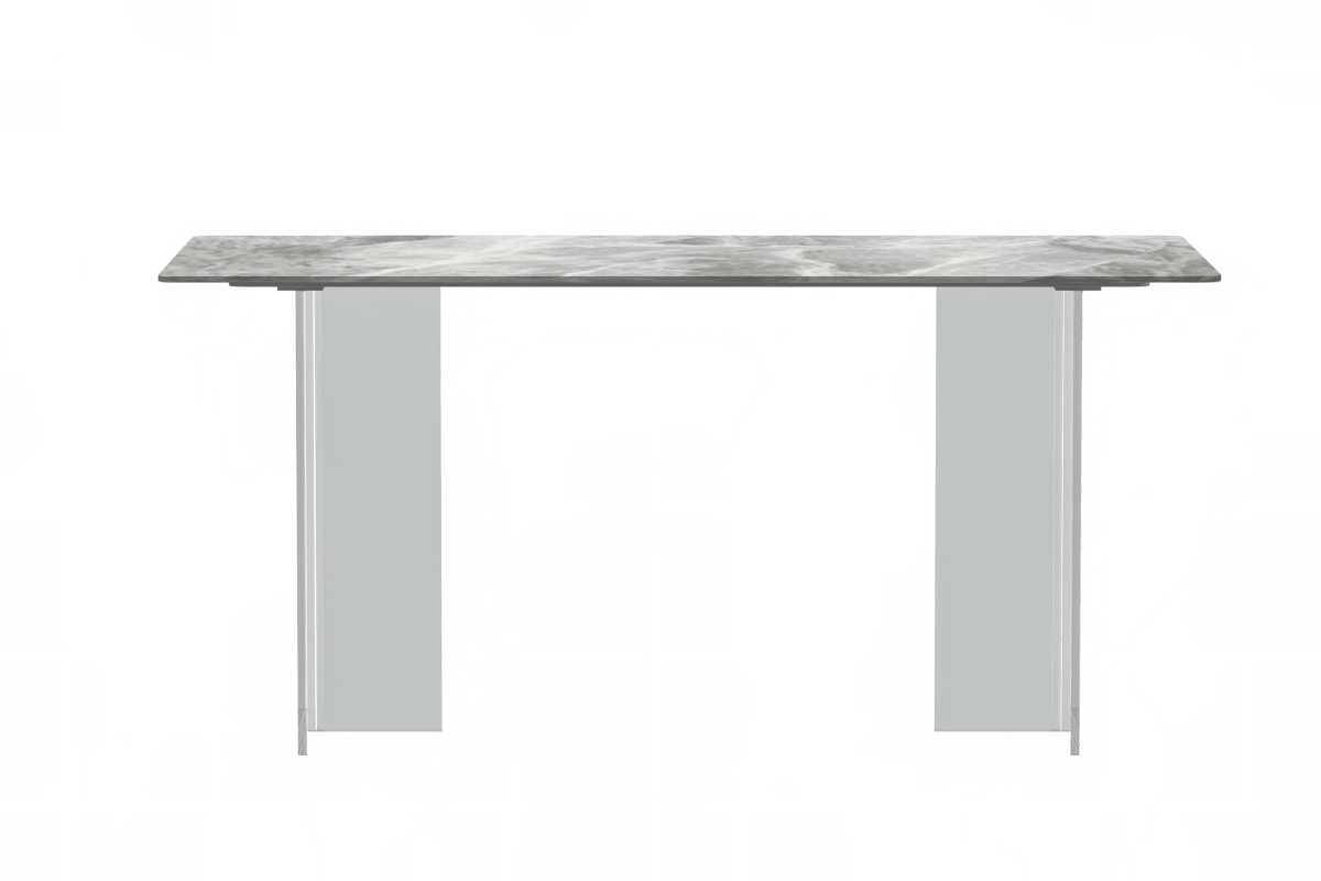 Kova Rectangular Dining Table with Sintered Stone/Glass Top and Acrylic Base Legs