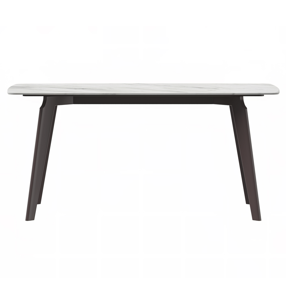 Krevor Modern Dining Table with Rectangular Stone/Glass Wide Tabletop with Black Steel Legs