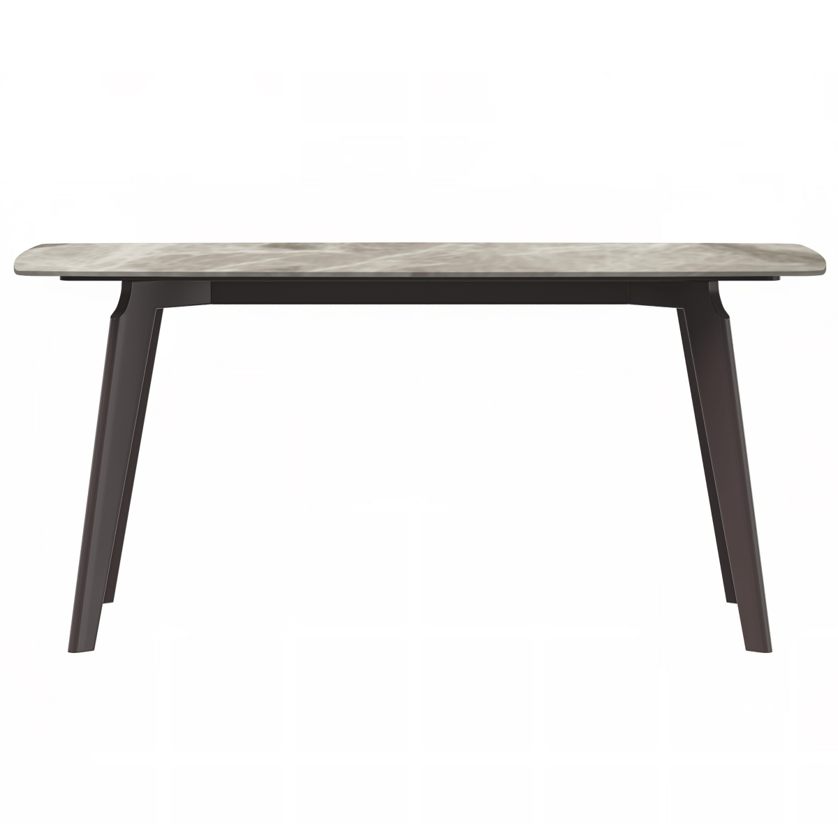 Krevor Modern Dining Table with Rectangular Stone/Glass Wide Tabletop with Black Steel Legs