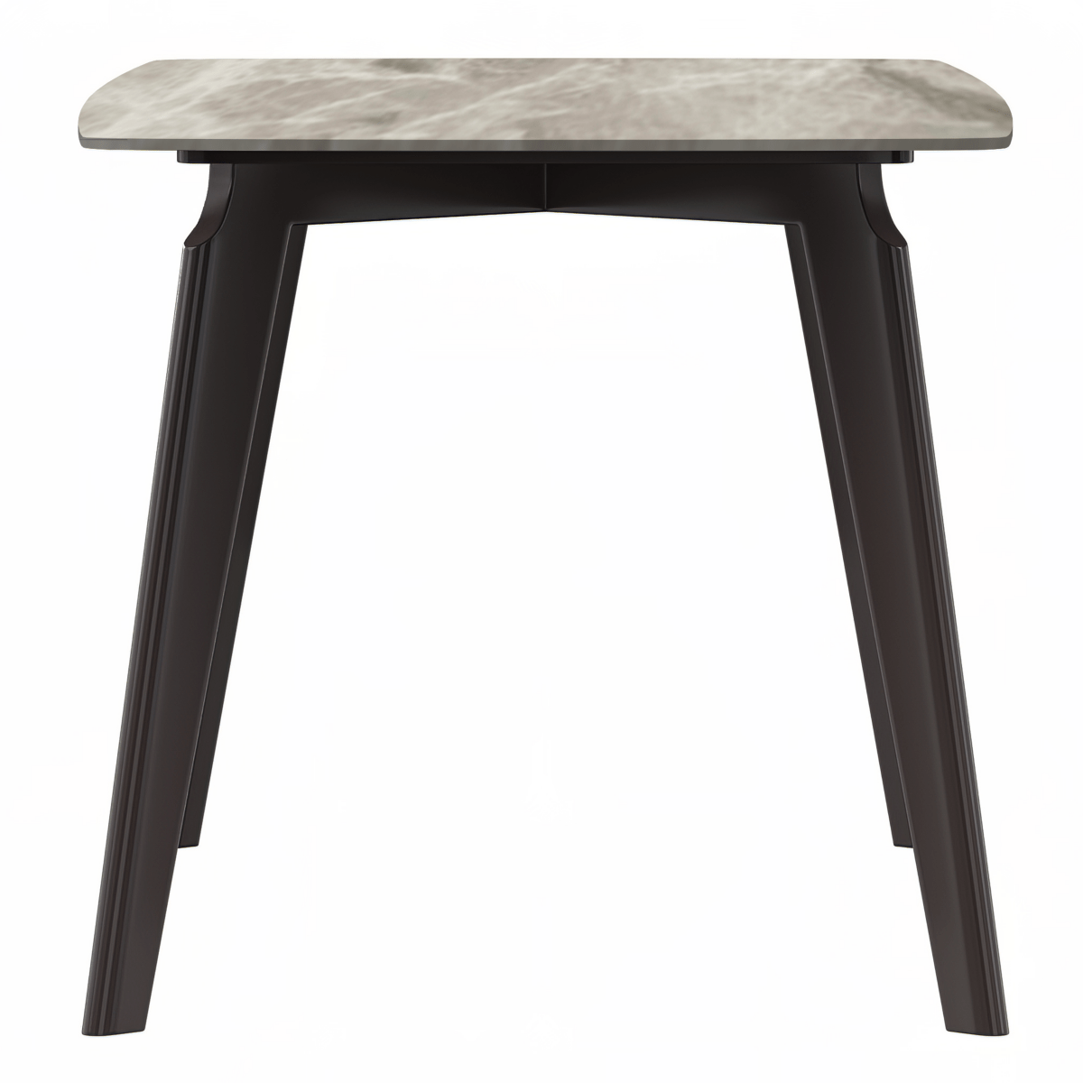 Krevor Modern Dining Table with Rectangular Stone/Glass Wide Tabletop with Black Steel Legs