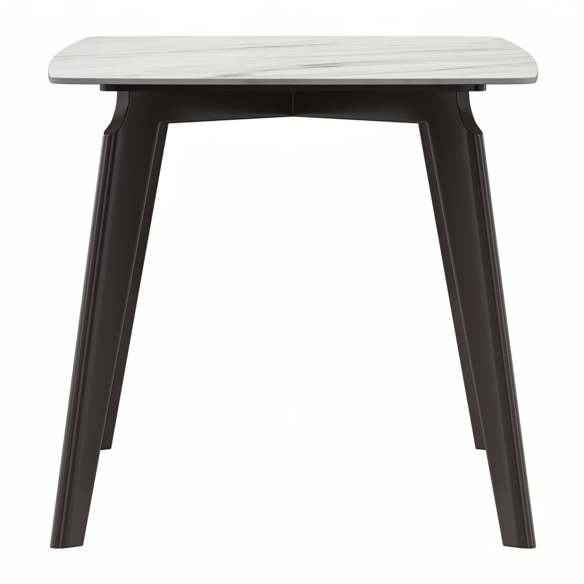 Krevor Modern Dining Table with Rectangular Stone/Glass Wide Tabletop with Black Steel Legs