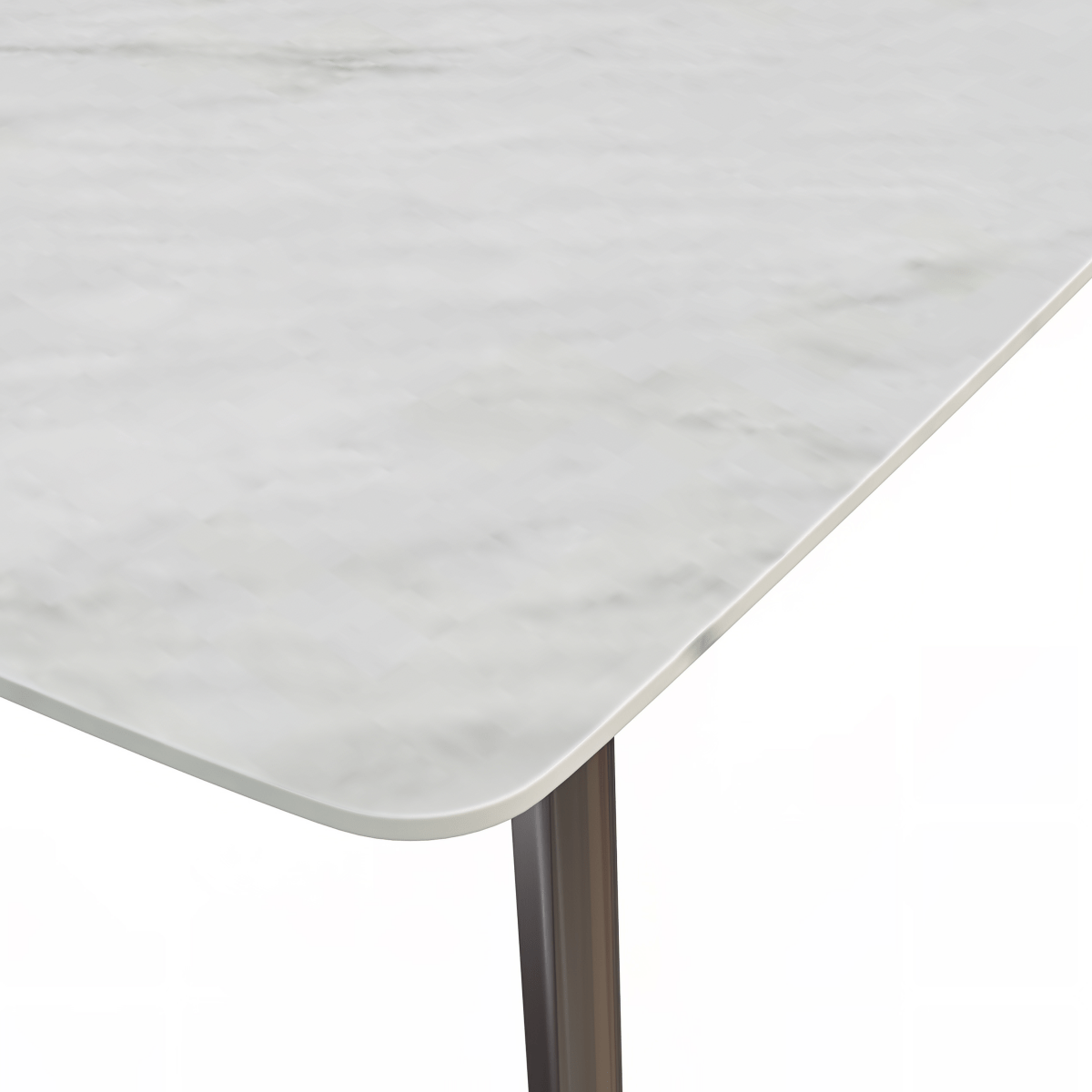 Krevor Modern Dining Table with Rectangular Stone/Glass Wide Tabletop with Black Steel Legs