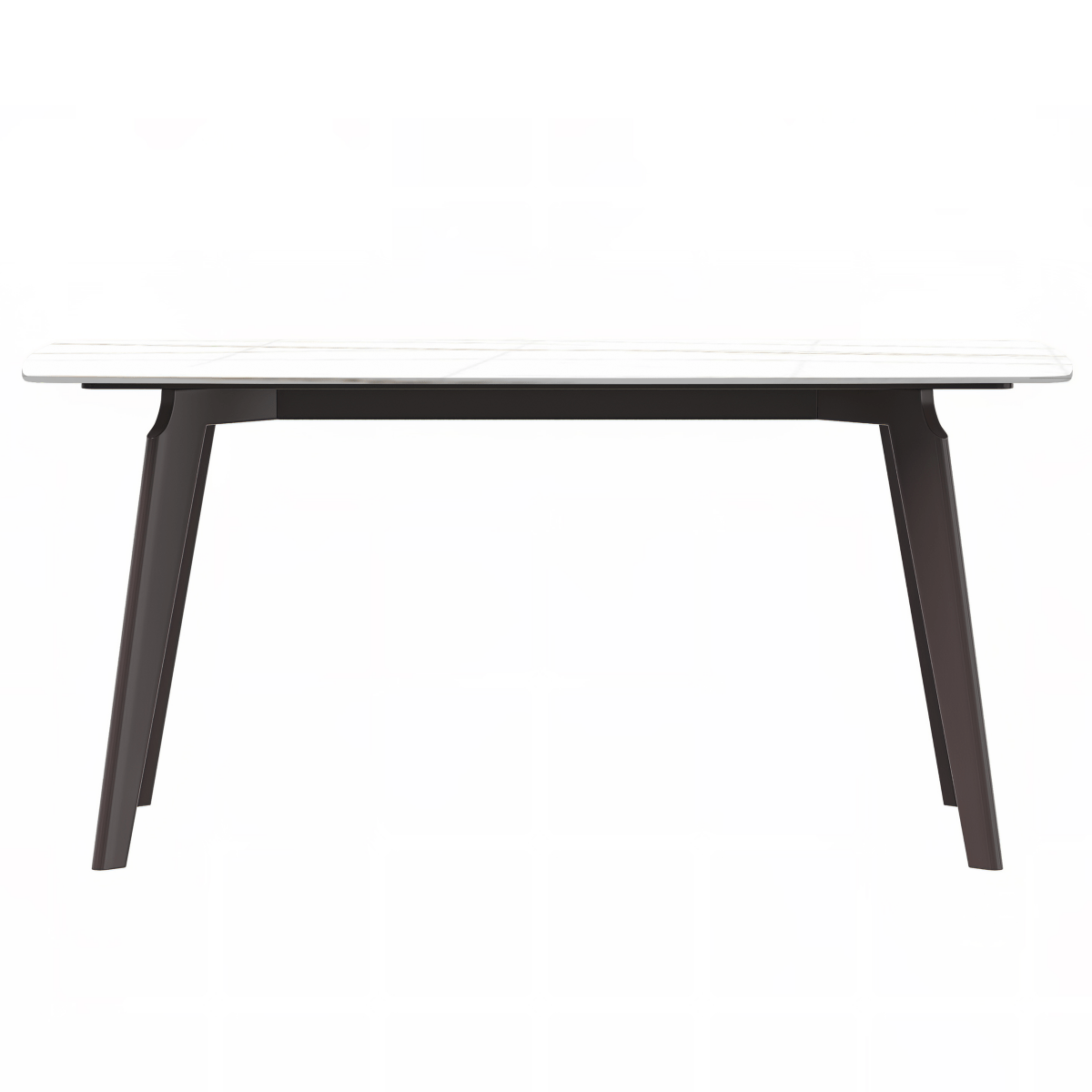 Krevor Modern Dining Table with Rectangular Stone/Glass Wide Tabletop with Black Steel Legs