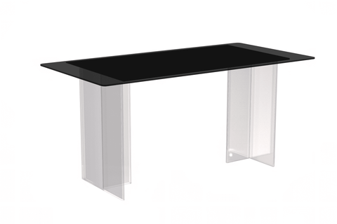 Kova Rectangular Dining Table with Sintered Stone/Glass Top and Acrylic Base Legs