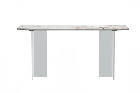 Kova Rectangular Dining Table with Sintered Stone/Glass Top and Acrylic Base Legs
