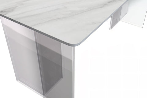 Kova Rectangular Dining Table with Sintered Stone/Glass Top and Acrylic Base Legs