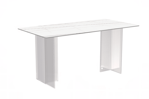 Kova Rectangular Dining Table with Sintered Stone/Glass Top and Acrylic Base Legs