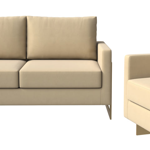 Lincoln 3-Piece Sofa Set Upholstered in Leather/Velvet Accent Chair with Gold Stainless Steel Frame