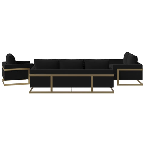 Lincoln 3-Piece Sofa Set Upholstered in Leather/Velvet Accent Chair with Gold Stainless Steel Frame