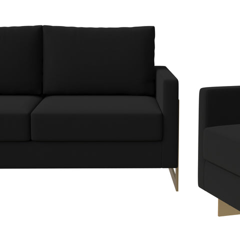 Lincoln 3-Piece Sofa Set Upholstered in Leather/Velvet Accent Chair with Gold Stainless Steel Frame