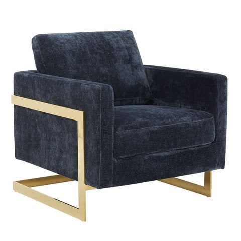 Lincoln Modern Upholstered in Fabric Accent Armchair With Gold/Black/White Metal Frame
