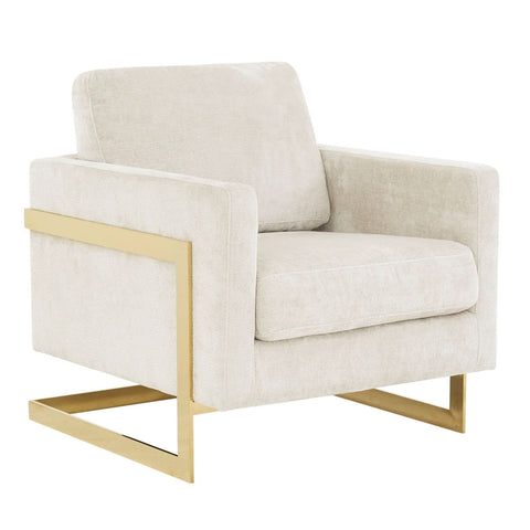 Lincoln Modern Upholstered in Fabric Accent Armchair With Gold/Black/White Metal Frame