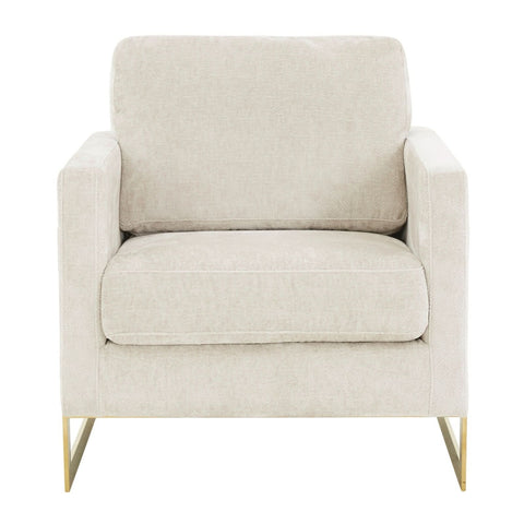 Lincoln Modern Upholstered in Fabric Accent Armchair With Gold/Black/White Metal Frame