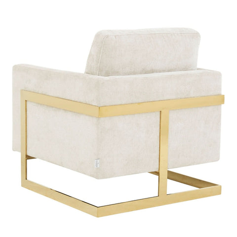 Lincoln Modern Upholstered in Fabric Accent Armchair With Gold/Black/White Metal Frame