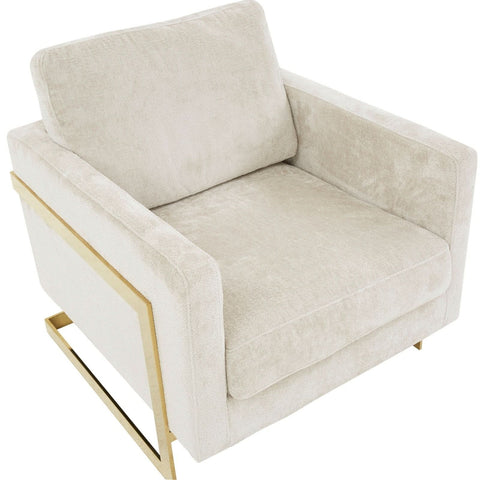 Lincoln Modern Upholstered in Fabric Accent Armchair With Gold/Black/White Metal Frame