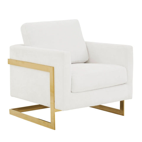 Lincoln Modern Upholstered in Fabric Accent Armchair With Gold/Black/White Metal Frame