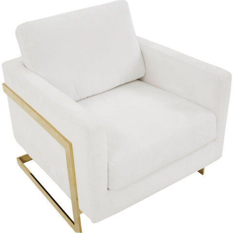Lincoln Modern Upholstered in Fabric Accent Armchair With Gold/Black/White Metal Frame
