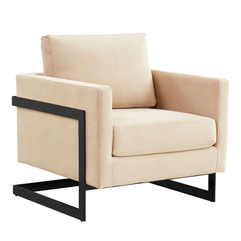Lincoln Modern Upholstered in Fabric Accent Armchair With Gold/Black/White Metal Frame