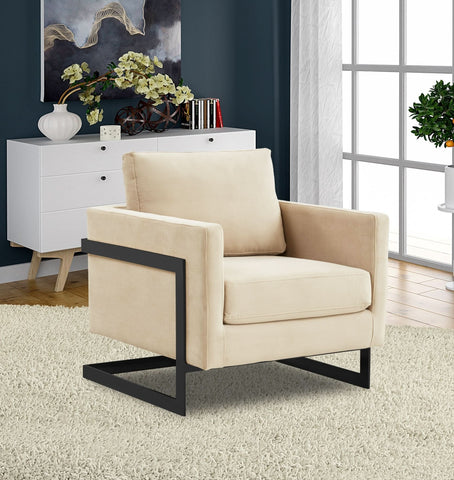 Lincoln Modern Upholstered in Fabric Accent Armchair With Gold/Black/White Metal Frame