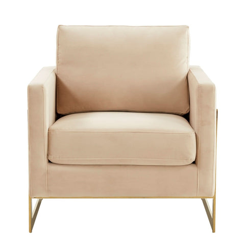 Lincoln Modern Upholstered in Fabric Accent Armchair With Gold/Black/White Metal Frame