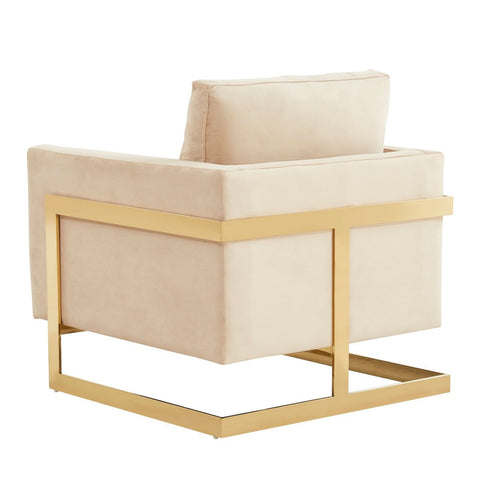 Lincoln Modern Upholstered in Fabric Accent Armchair With Gold/Black/White Metal Frame
