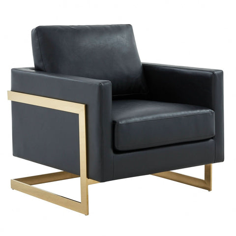 Lincoln Modern Upholstered in Fabric Accent Armchair With Gold/Black/White Metal Frame