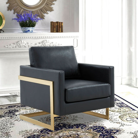 Lincoln Modern Upholstered in Fabric Accent Armchair With Gold/Black/White Metal Frame