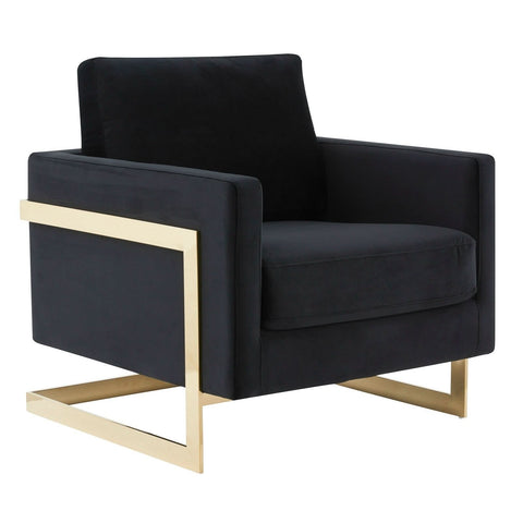 Lincoln Modern Upholstered in Fabric Accent Armchair With Gold/Black/White Metal Frame
