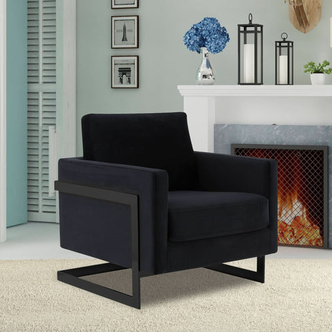 Lincoln Modern Upholstered in Fabric Accent Armchair With Gold/Black/White Metal Frame
