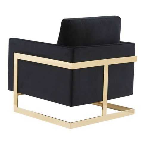 Lincoln Modern Upholstered in Fabric Accent Armchair With Gold/Black/White Metal Frame