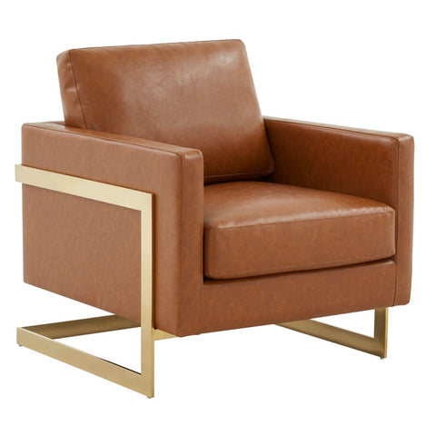 Lincoln Modern Upholstered in Fabric Accent Armchair With Gold/Black/White Metal Frame
