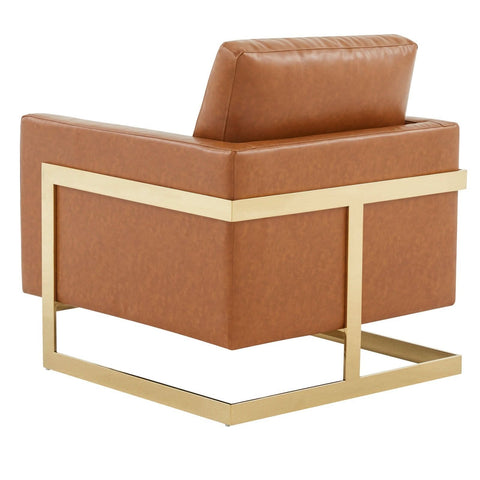 Lincoln Modern Upholstered in Fabric Accent Armchair With Gold/Black/White Metal Frame