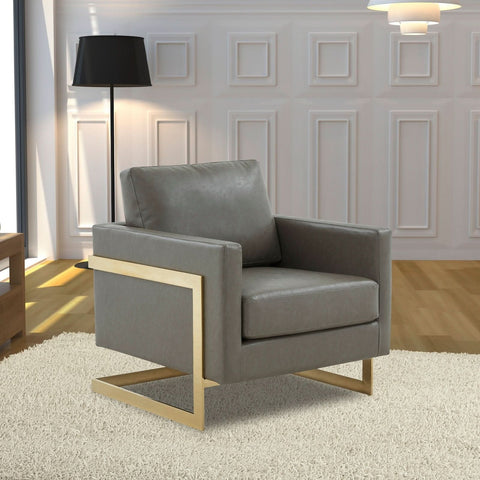 Lincoln Modern Upholstered in Fabric Accent Armchair With Gold/Black/White Metal Frame