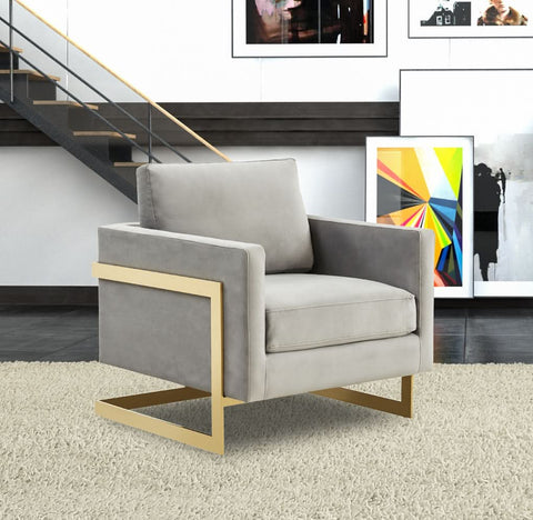 Lincoln Modern Upholstered in Fabric Accent Armchair With Gold/Black/White Metal Frame