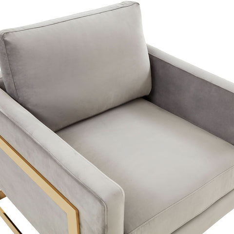 Lincoln Modern Upholstered in Fabric Accent Armchair With Gold/Black/White Metal Frame