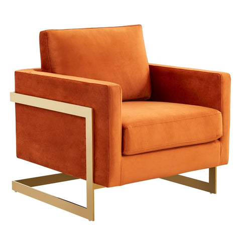 Lincoln Modern Upholstered in Fabric Accent Armchair With Gold/Black/White Metal Frame