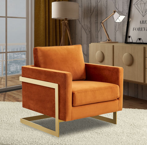 Lincoln Modern Upholstered in Fabric Accent Armchair With Gold/Black/White Metal Frame