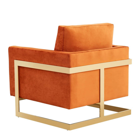 Lincoln Modern Upholstered in Fabric Accent Armchair With Gold/Black/White Metal Frame