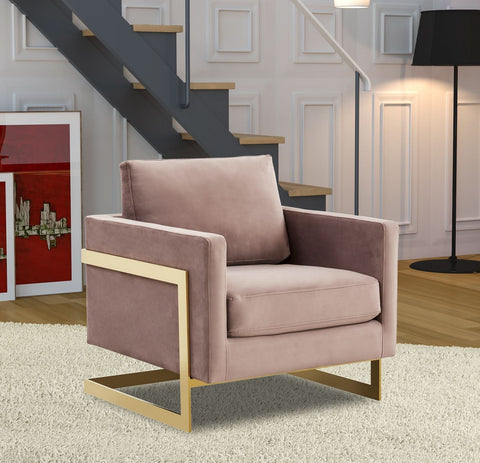 Lincoln Modern Upholstered in Fabric Accent Armchair With Gold/Black/White Metal Frame