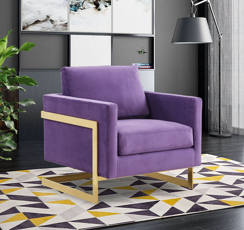 Lincoln Modern Upholstered in Fabric Accent Armchair With Gold/Black/White Metal Frame