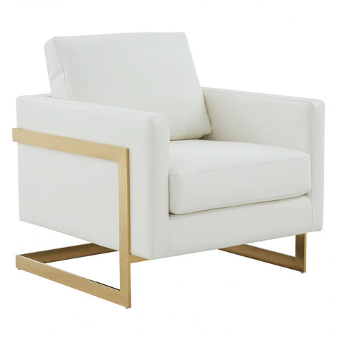 Lincoln Modern Upholstered in Fabric Accent Armchair With Gold/Black/White Metal Frame