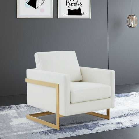 Lincoln Modern Upholstered in Fabric Accent Armchair With Gold/Black/White Metal Frame