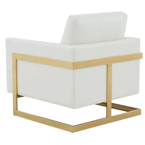 Lincoln Modern Upholstered in Fabric Accent Armchair With Gold/Black/White Metal Frame